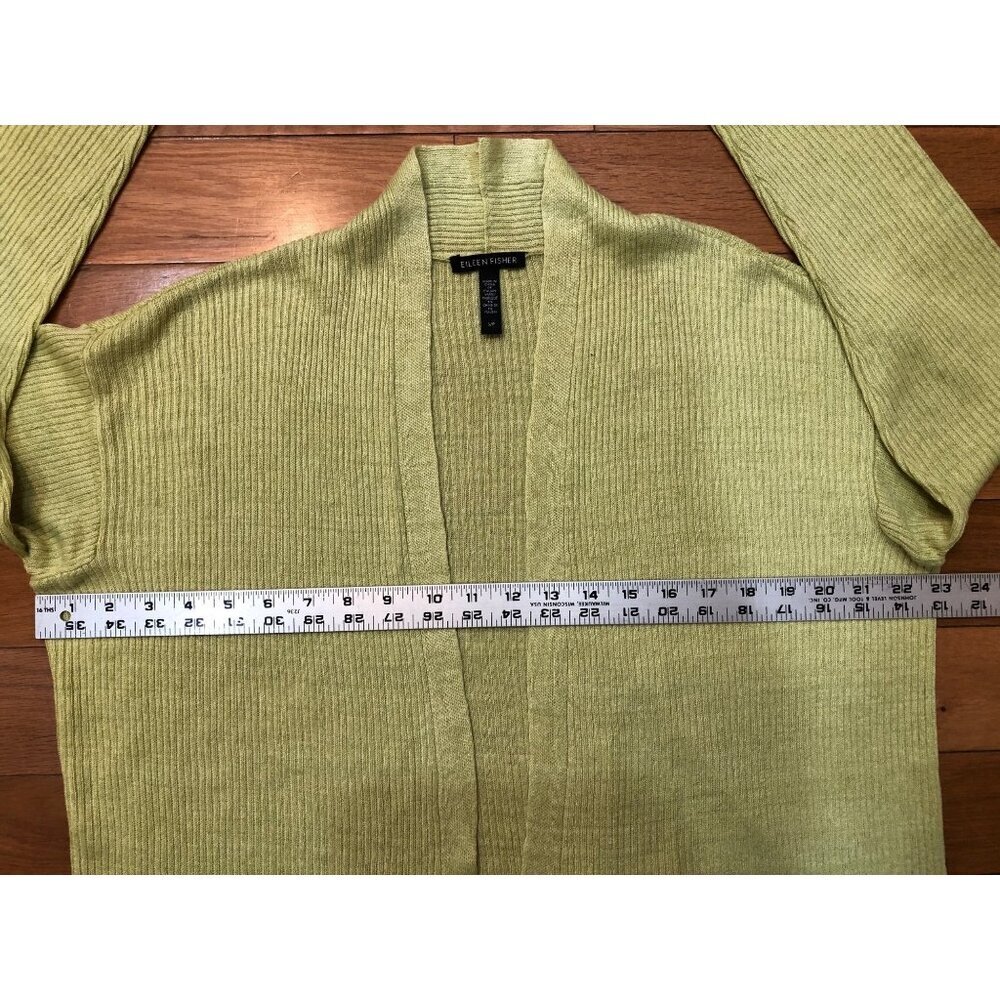 NWOT Eileen Fisher Cardigan Organic Linen Delave High Collar in Canary Sz S/P - Picture 6 of 10
